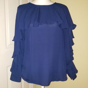Catherine Maladrino silk ruffle shirt size 2